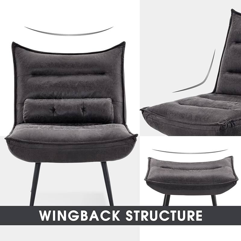MCombo Modern Chair with Ottoman, Bronzing Fabric Upholstered Leisure Chairs
