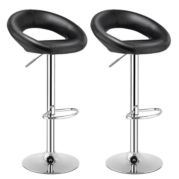 Costway Set of 2 Bar Stools Adjustable PU Leather Barstools Swivel Pub. Opens flyout.