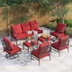 MAISON ARTS 6/7-Piece Patio Conversation Sets, Sofa Set with 2/4 x Single Chairs, 1 x 3-seater Sofa and Coffee Table/Ottomans - Set 5 - Red
