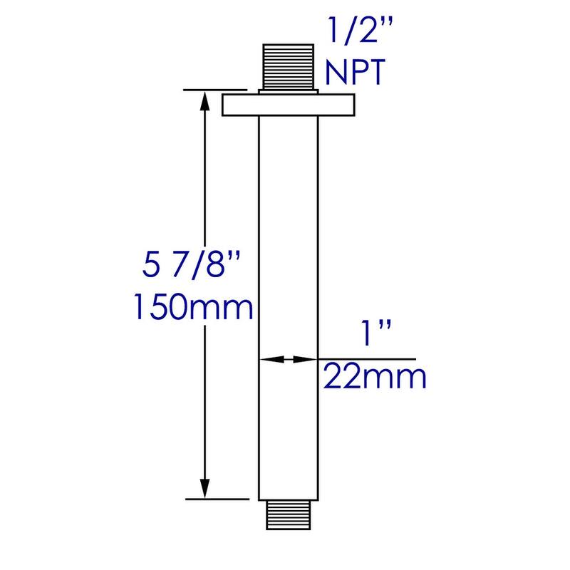 Black Matte 6" Square Ceiling Shower Arm