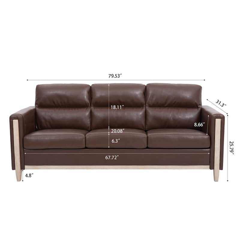 Comfortable Solid Wood Three-Seater Sofa with Soft Cushions