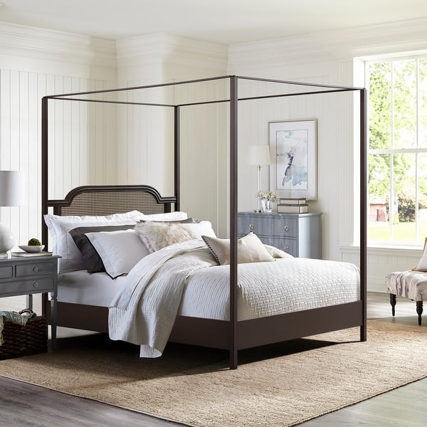 slide 2 of 27, Hillsdale Furniture Melanie Wood and Metal Canopy Bed, Oiled Bronze
