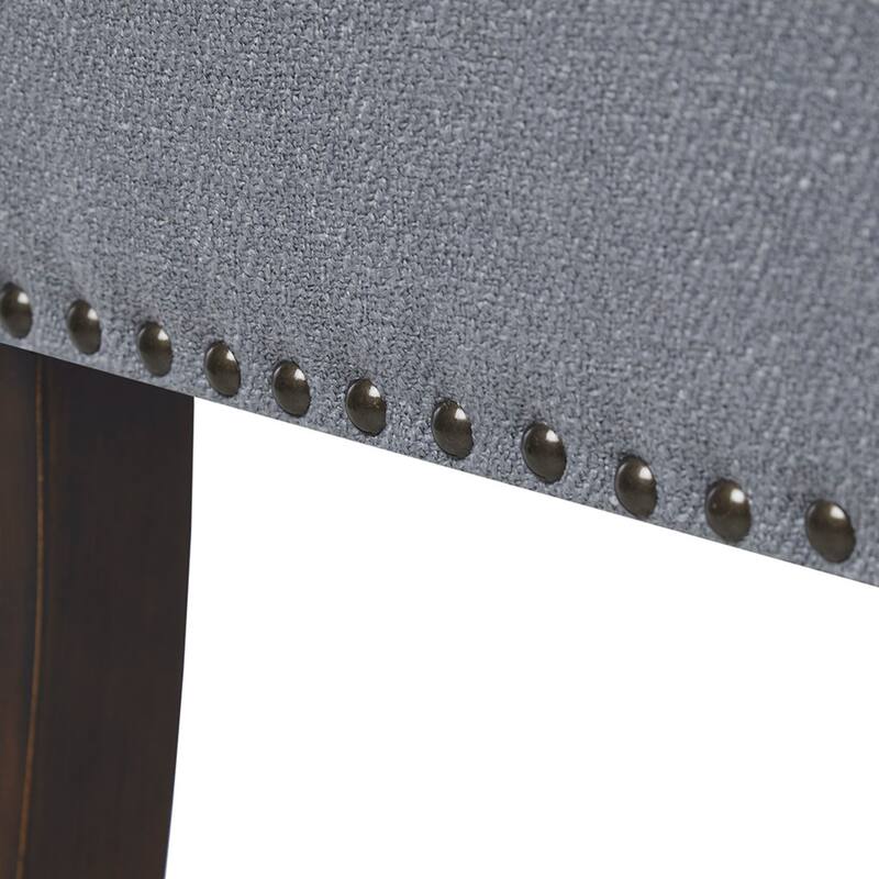 Roomfitters 49.5-Inch Upholstered Accent Bench, Morocco Wood Finish with Silver Nailhead Trim