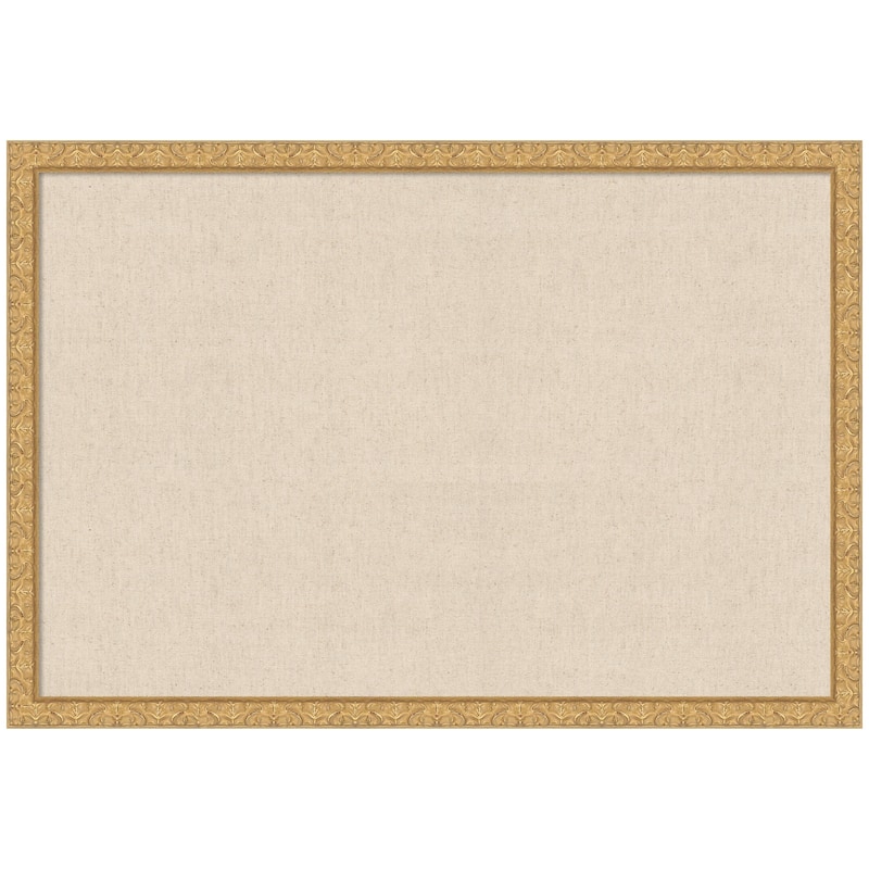 Kate and Laurel Pinboard Neutral Linen - 38x26 - Lila Gold