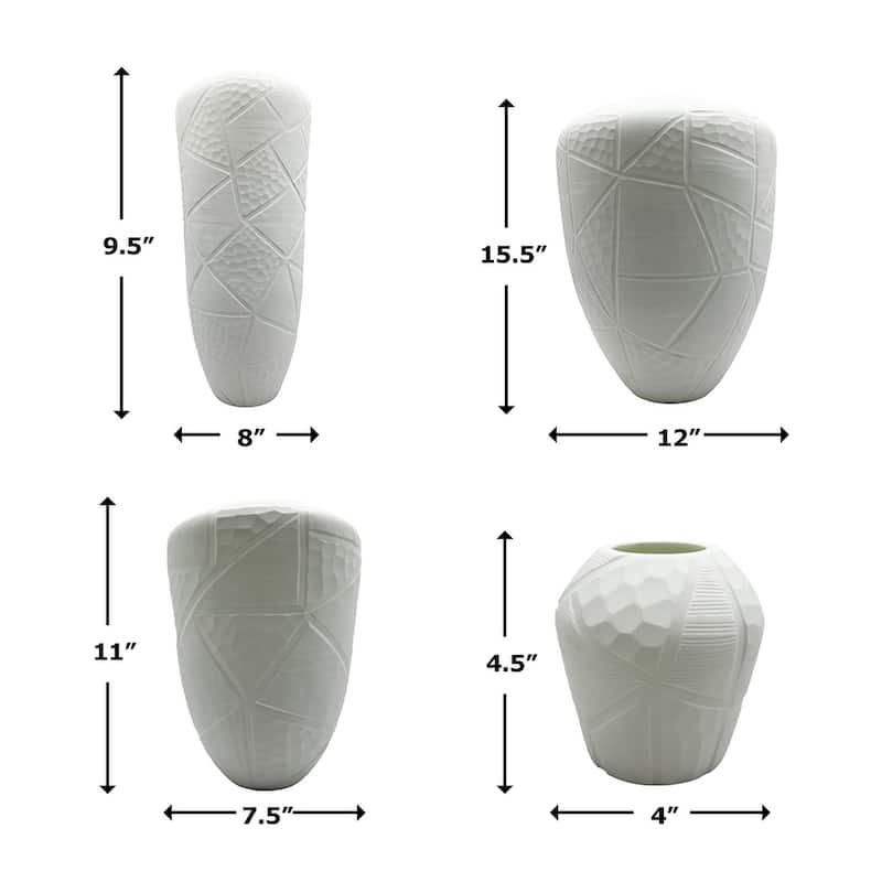 Set of 4 Decorative Handmade Glass Modern Vase in White