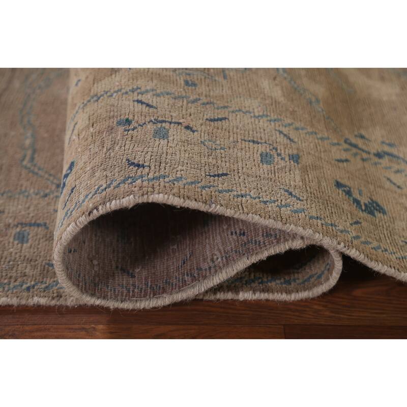 Distressed Mahal Persian Vintage Runner Rug Handmade Wool Carpet - 3'10" x 10'3"