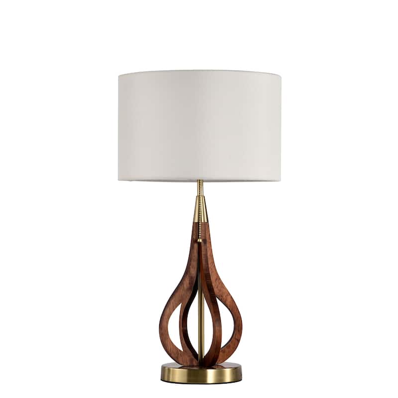 Linen Shade 6 Inch Brass Base Finish Pull Chain Table Lamp