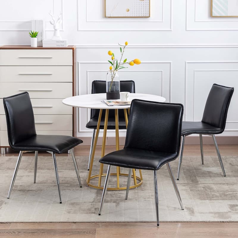 Minimalist 19" Wide Faux Leather Dining Chairs
