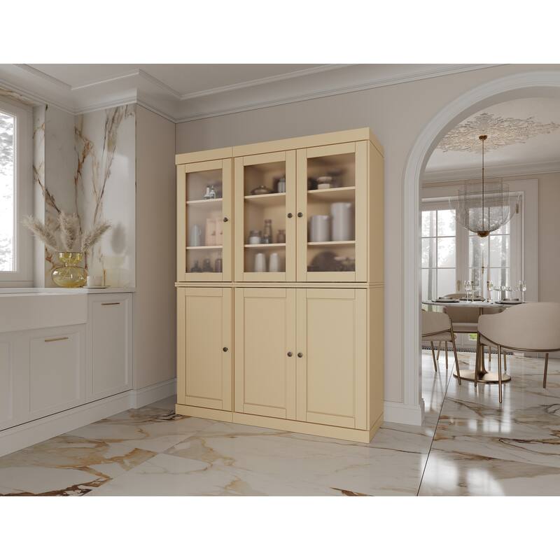 Palace Imports 100% Solid Wood Pantry China Cabinet, Raised Panel & Clear Glass Doors, 2 Drawers, 48.5" Wide, 71.5" Tall