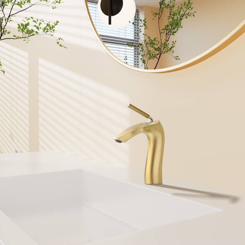 Single Handle Bathroom Vanity Sink Faucet with Ceramic Valve Cartridge and Aerator, Leak Proof, Anti Corrosion, Anti Fingerprint