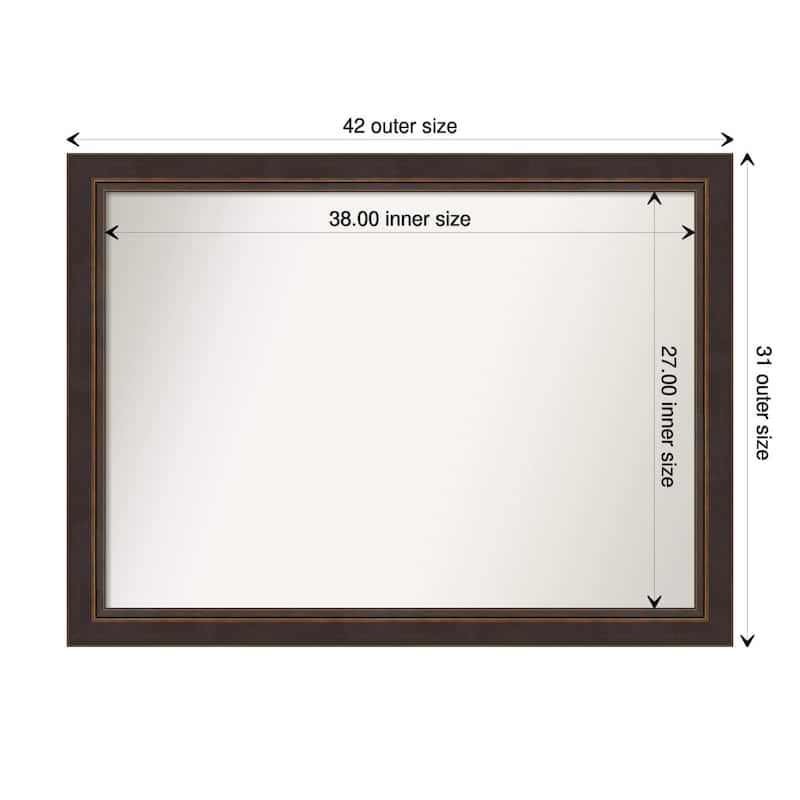Non-Beveled Wood Wall Mirror - Lara Bronze Frame - Lara Bronze