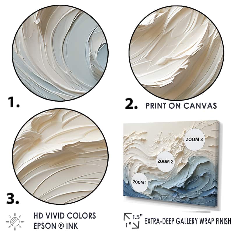 Designart "White And Blue Wave Papercut Style " Coastal Waves Framed Wall Decor