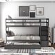 preview thumbnail 4 of 7, Twin Over Twin Wood Bunk Bed for Kids with Trundle and Staircase(4 Storage Drawers), Grey