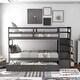 preview thumbnail 13 of 25, Twin Over Twin Wood Bunk Bed for Kids with Trundle and Staircase(4 Storage Drawers)