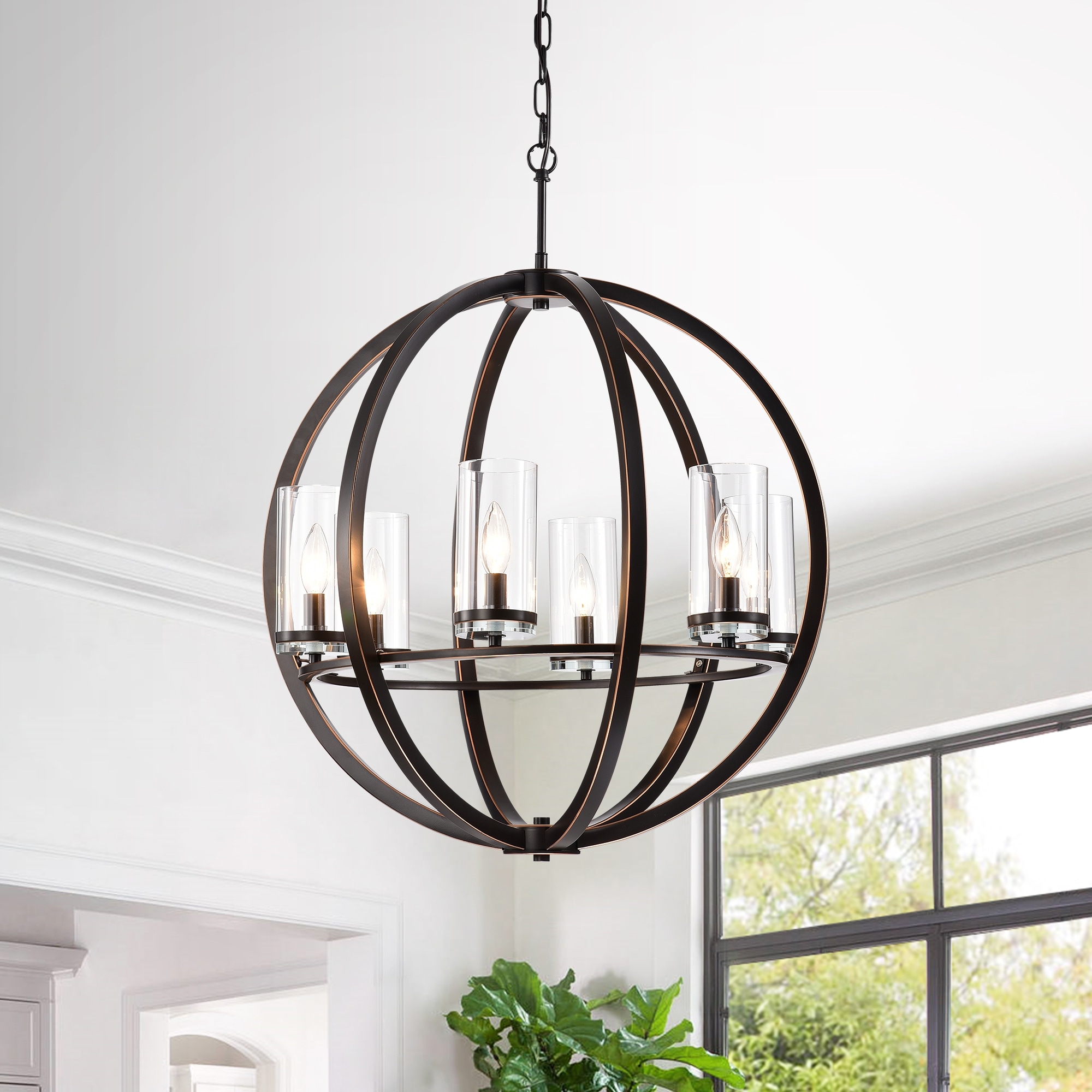 Oil rubbed bronze globe chandelier top