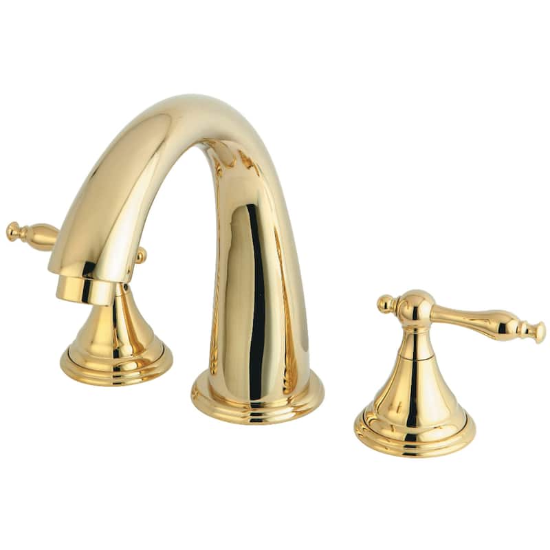 Kingston Brass Royale Deck Mounted Roman Tub Filler with Lever Handles - Polished Brass