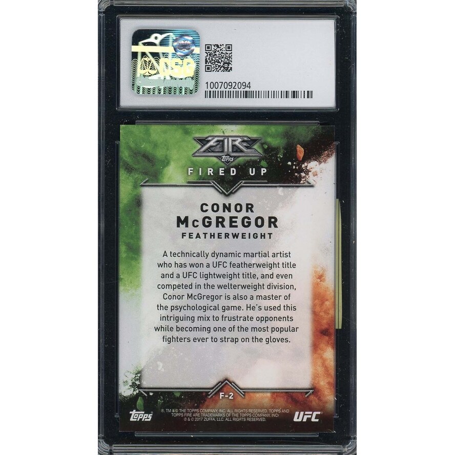 Conor McGregor 2017 Topps UFC Fire Card #F-2 Graded CSG 9 - Black - 8'6" x  11'6" - Overstock - 40994164