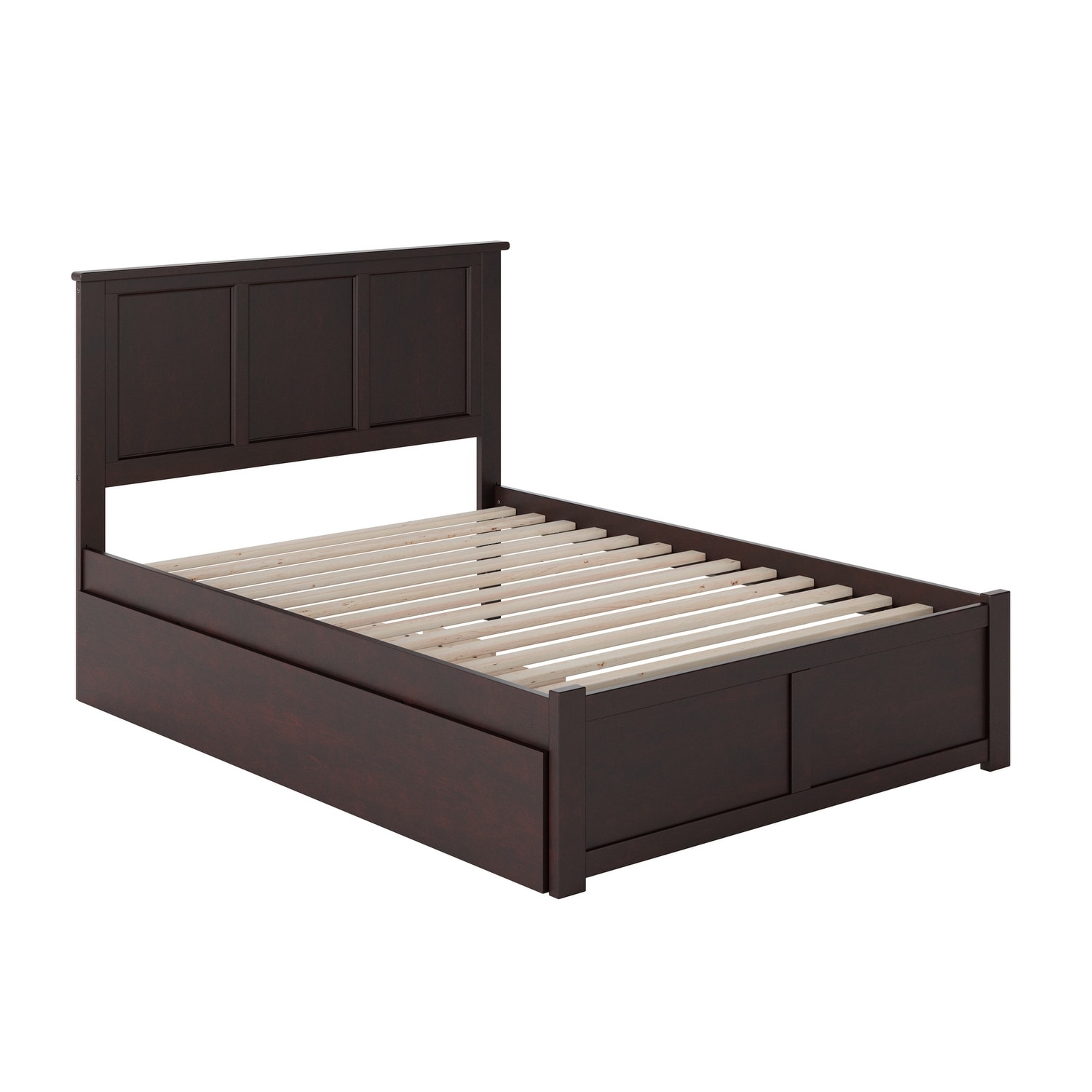 Madison Full Platform Bed with Footboard and Twin Trundle in