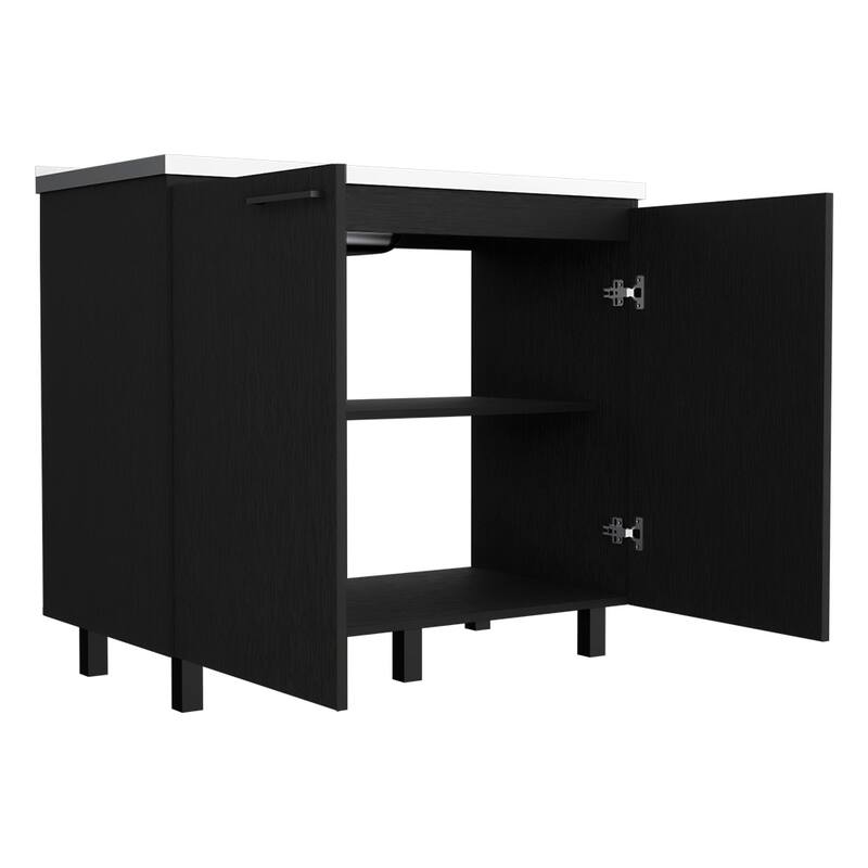 Utility Sink Cabinet with two doors and two shelves for Kitchen