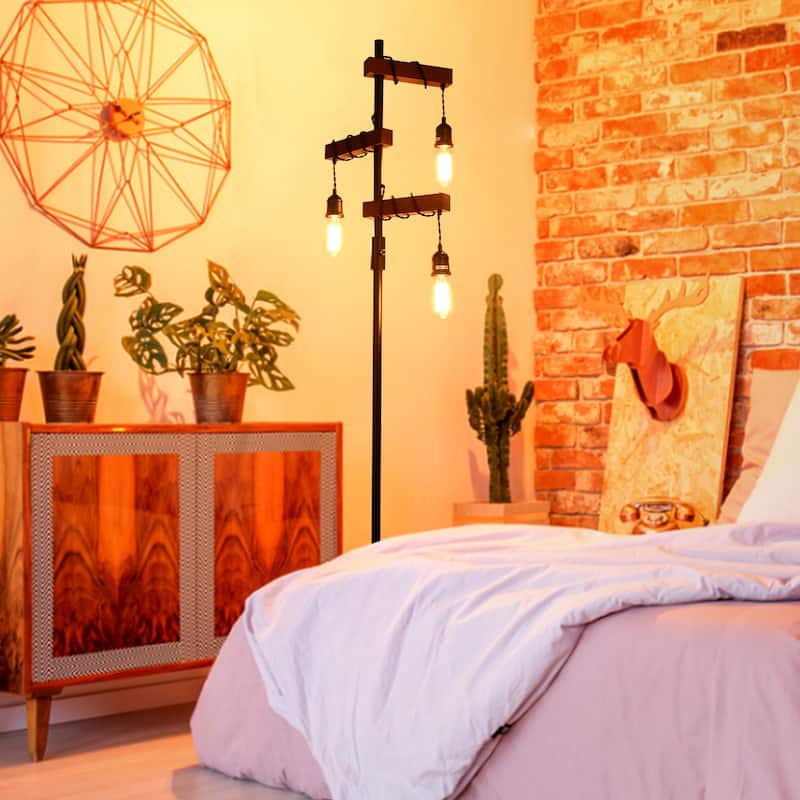 Farmhouse Tree Floor Lamp 68 Inch 3 Lights Wood Standing Lamp