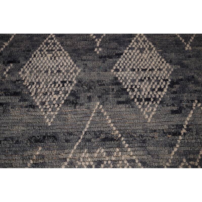 Blue & Gray Moroccan Area Rug Hand-Knotted Wool Carpet - 5'11"x 10'0"