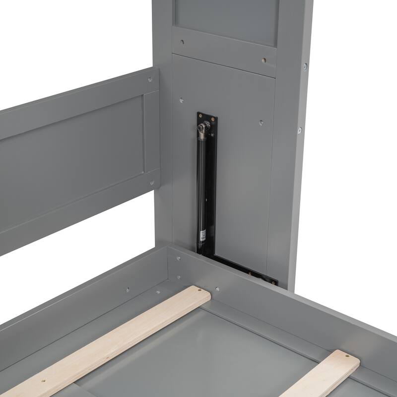 Space-Saving Full Size Wall Bed with Shelves and Mattress Holder, Gray