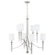 preview thumbnail 6 of 7, Abbie 36.5" 8-light Chandelier w/ White Fabric Stay-Straight Shades