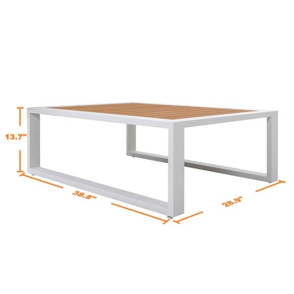 Outdoor Rectangle Coffee Table, All-aluminum Frame, Imitation Wood 