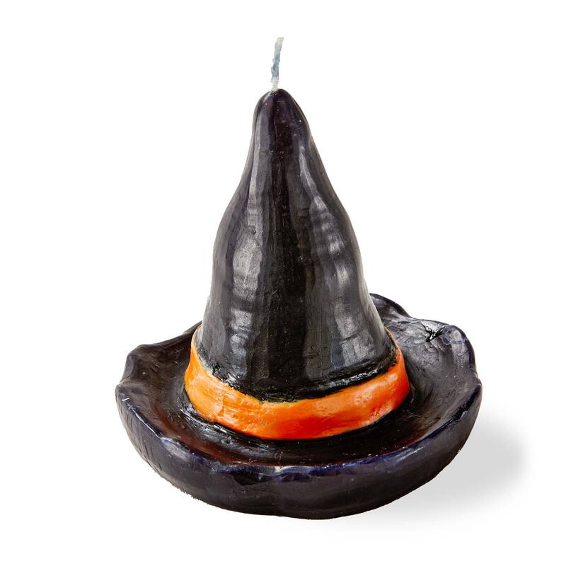 Witch Hat Candle - Black Sculpted Novelty Candle for Halloween, Paraffin Wax, 1.5hrs Burn Time, 2.75" x 2.75" x 3"