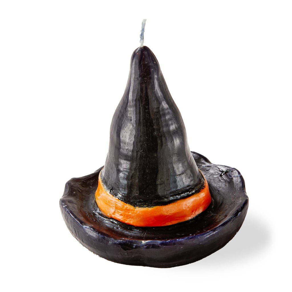 Witch Hat Candle - Black Sculpted Novelty Candle for Halloween, Paraffin Wax, 1.5hrs Burn Time, 2.75" x 2.75" x 3"