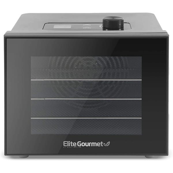 slide 2 of 3, Elite Gourmet Digital Food Dehydrator with 4 Stainless Steel Trays Black
