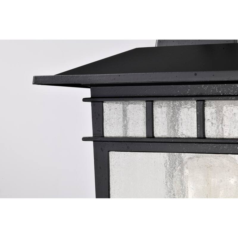 Cove Neck Outdoor Large Post Light Pole Lantern 1 Light Textured Black Finish Clear Seeded Glass
