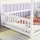 preview thumbnail 6 of 49, Full Size Wood Canopy Bed with Guardrails,Floor Bed For Kids