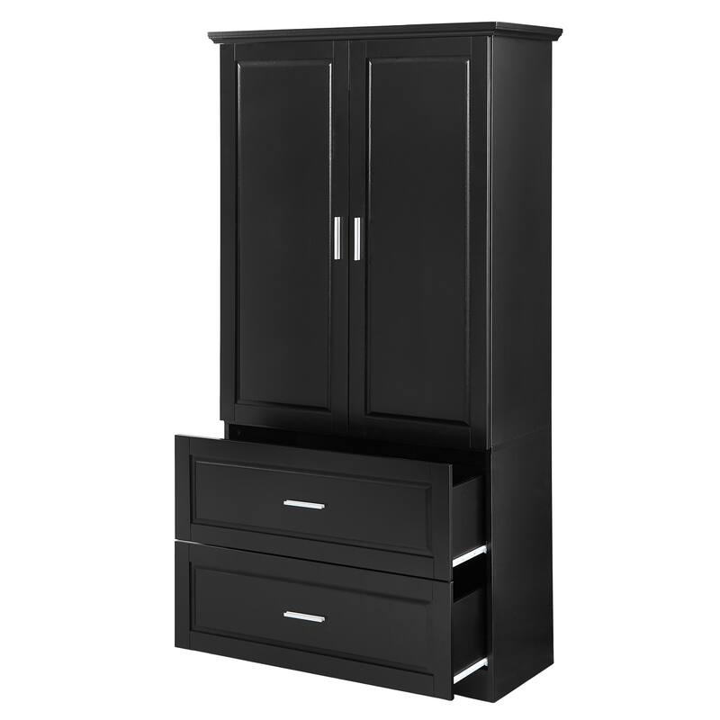 GDFStudio - Nolan Tall Bathroom Storage Cabinet with Drawers, Doors, and Adjustable Shelves