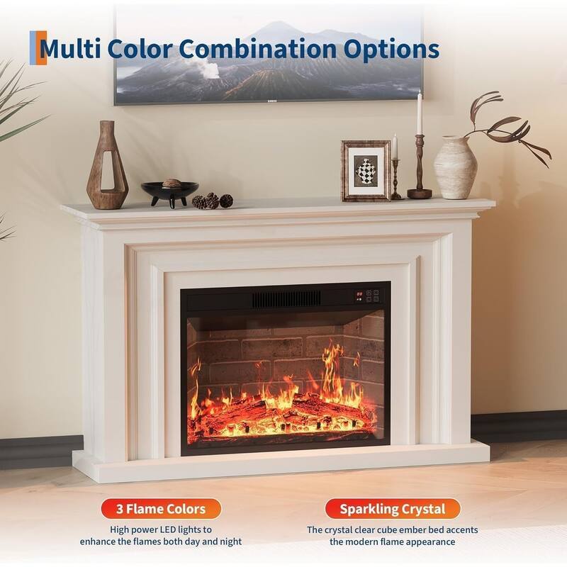 23 Inch Built-in Electric Wall Fireplace with Timer & Remote Control for Bedroom, Living Room