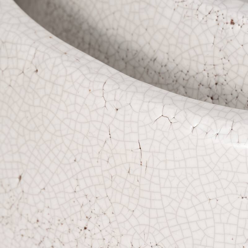 Decorative Round Crackle Terracotta Bowl - Set of 2 - 14", 10" - 14.0"