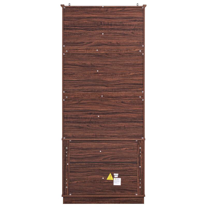HomeRoots 71" Brown Wood Pantry Or Storage Closet - 30.30 in. x 70.98 in. x 15.80 in.