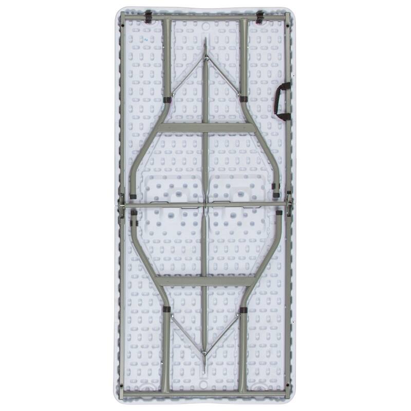 30"W x 60"L Adjustable Bi-Fold Granite White Plastic Table with Carrying Handle