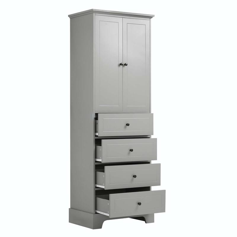 Storage Cabinet with 2 Doors and 4 Drawers