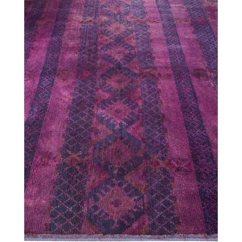 Overton Hand Knotted Wool Vintage Inspired Modern Contemporary Modern Purple Area Rug - 6' 1" x 8' 9"