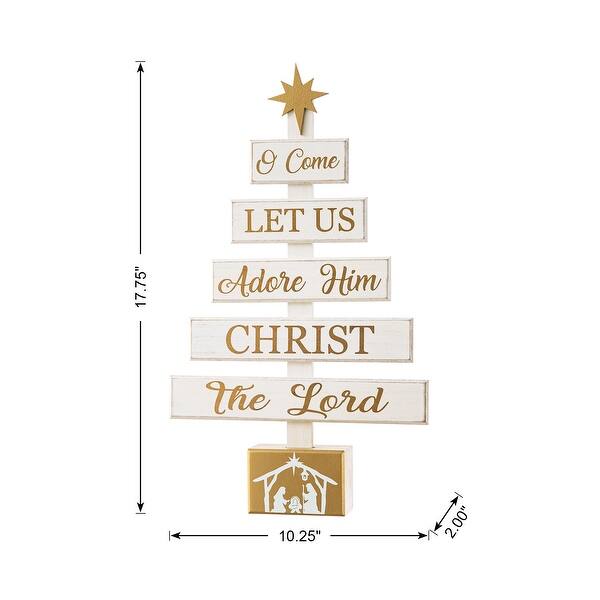 dimension image slide 0 of 4, Glitzhome Wooden Sign Christmas Tree Shaped Table Decor for Home Shelf Xmas Party