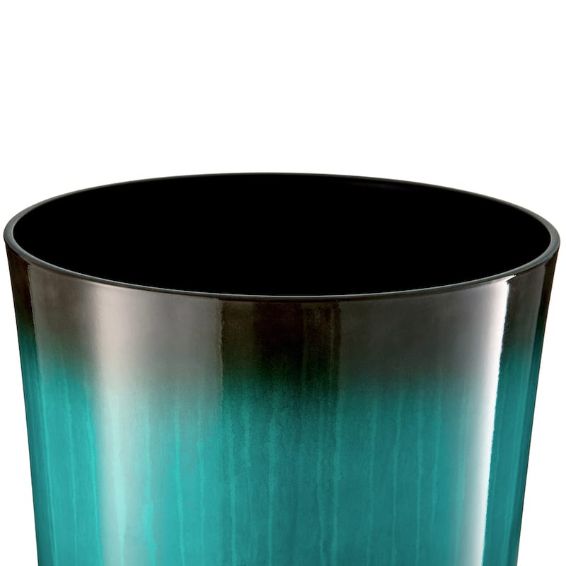 Glitzhome 30"H Set of 2 Tall Plastic Planter Large Flower Pots with Gradient Cobalt Blue / Turquoise Faux Ceramic Finish