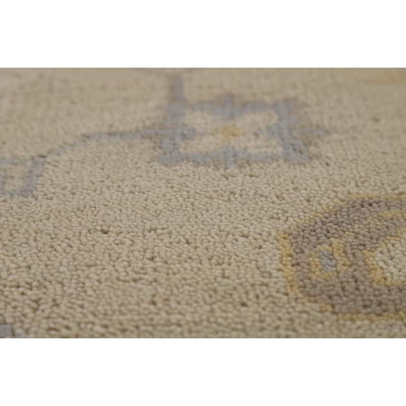 Earth Tone Oushak Indian Rug Hand-Knotted Transitional Wool Carpet - 8'0"x 9'5"