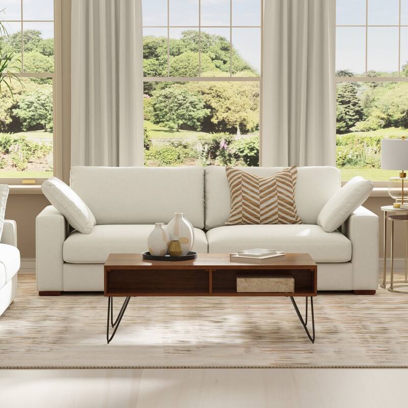 WyndenHall Roscoe 96-inch Sofa in Tightly Woven Performance Fabric - Cream