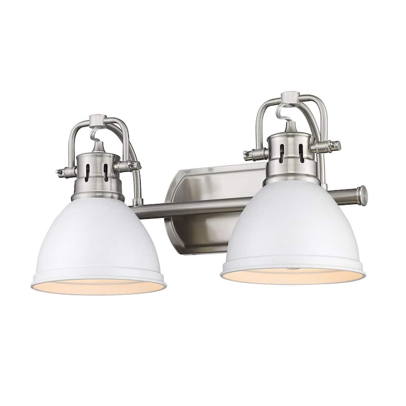 Duncan 2-Light Bath Vanity - Pewter with Matte White Shades