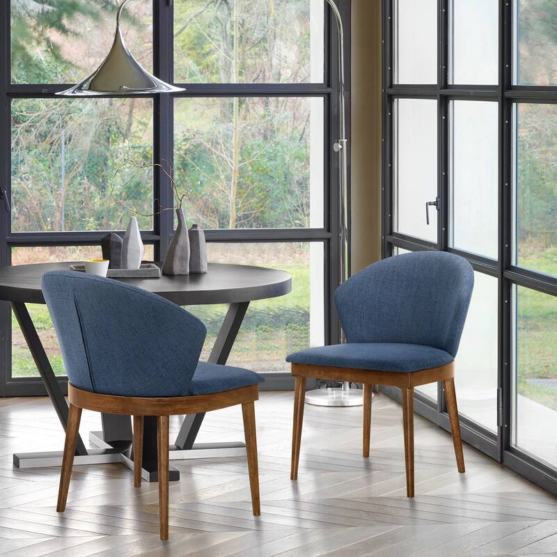 Juno Black or Walnut Wood Upholstered Dining Chairs - Set of 2