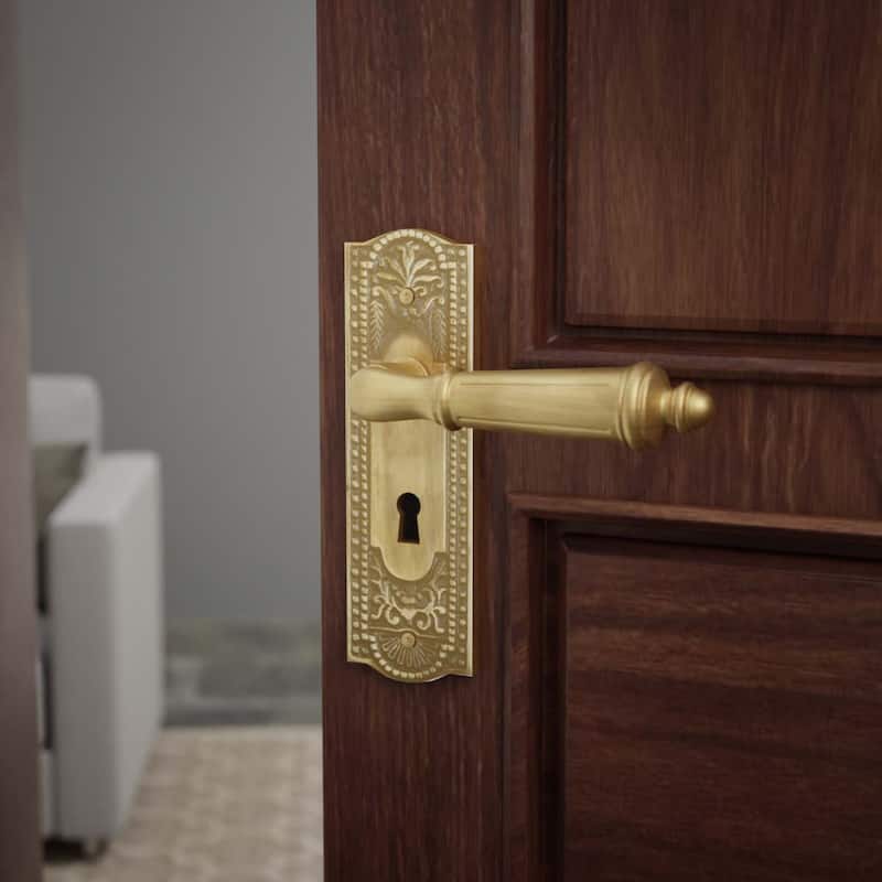 Brass Door Escutcheon Keyhole Cover Back Plate 7 1/4" L with Keyhole Cover Tarnish Resistant Pack of 4 Renovators Supply