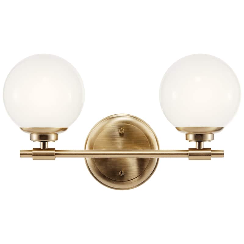Benno 14.75 in. 2-Light Bathroom Vanity Light with Opal Glass