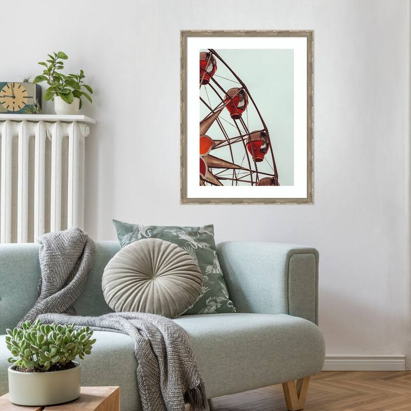 Ferris Wheel No. 5 by Rachel Lee 3 Birdies Studio Wood Framed Wall Art Print - Mila Dark Silver