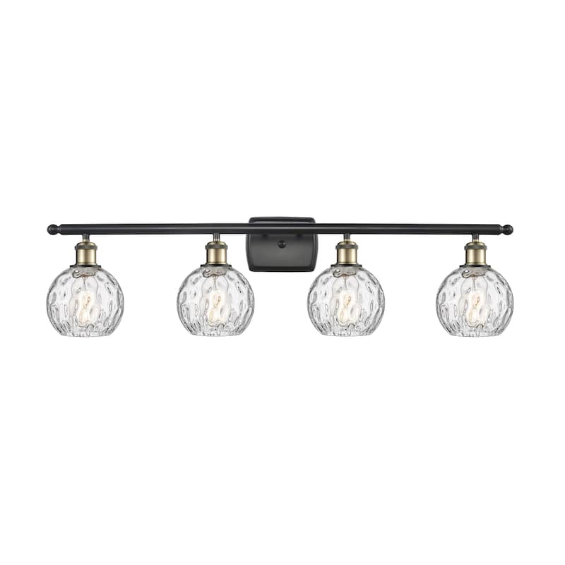 Innovations Lighting Athens Water Glass - 4 Light 36" Bath Vanity Light - 6"Shade - Clear Water Glass/Black Antique Brass Finish